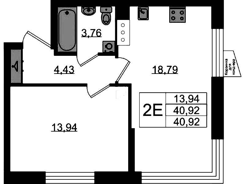 1-комнатная квартира 40.92 м², 3/11 эт., ЖК «VEREN NORT Сертолово»